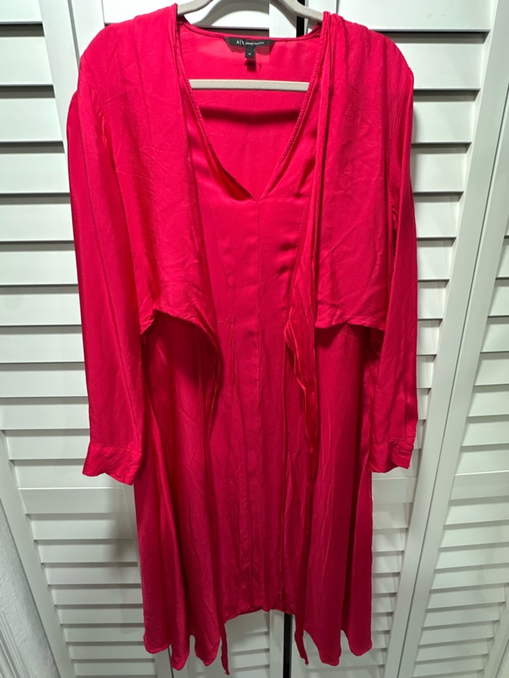 Armani Exchange V‑Neck Hot Pink Midi Dress